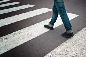 Woman crossing street