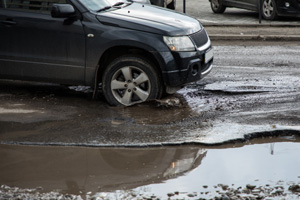 car on a bad road